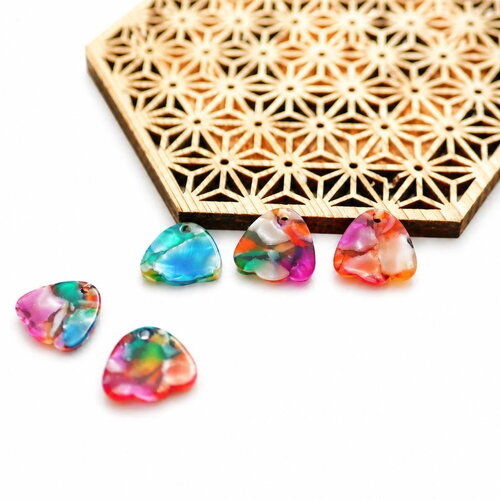 5 breloques gouttes acryliques marbrées multicolores. 15 mm. pendentifs mini pour bijoux diy, boucles d’oreilles, colliers