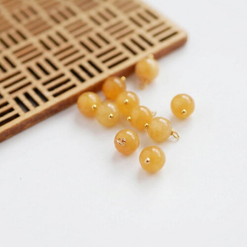 10 breloques jade véritable jaune orange et laiton doré 8x13mm. pendentifs perles naturelles miel, fournitures création bracelet collier