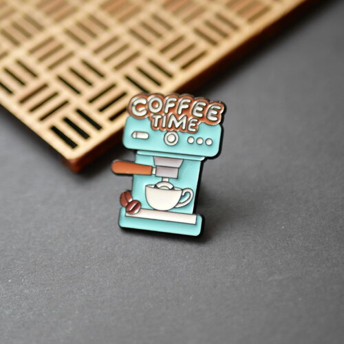 Pin's en émail cafetière temps du café, pins à bouton des années 90, tasse de café, 23x30mm