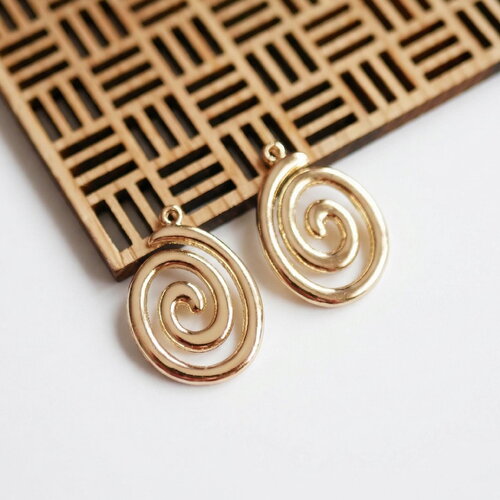 Pendentif spirale doré 20x29 mm. breloque design moderne. pendentif géométrique. apprêts bijoux 2 pièces