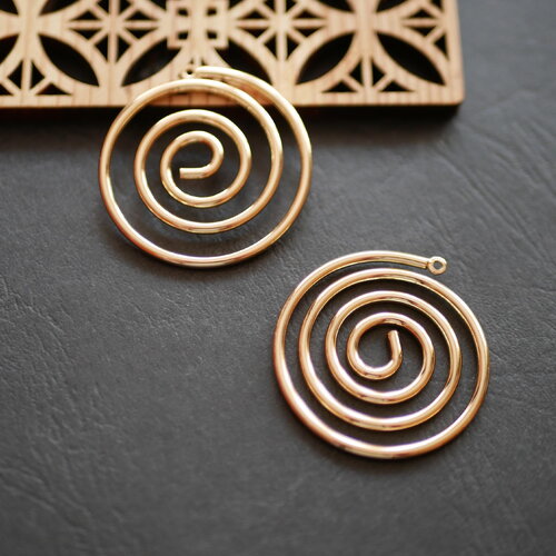 2 pendentifs ronds doré en forme de spirale,pendentif escargot, accessoire de boucle d'oreille, 35mm