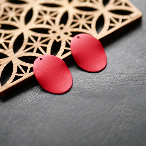 X2 pendentif ovale rouge, pendentif ondulé en métal. 18x25mm