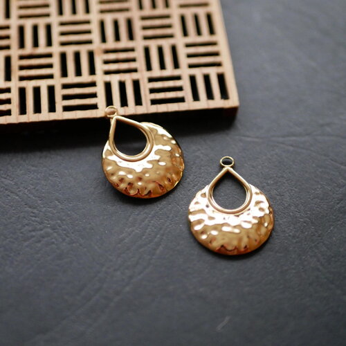 X2 pendentif goutte doré 21x28mm