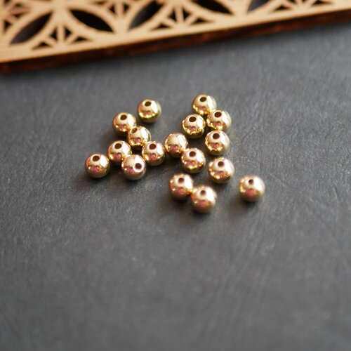 20 perles intercalaires rondes en laiton brut doré, perles rondes de 6mm