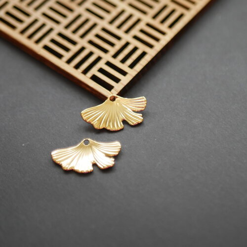 X2 breloque en feuille de ginkgo en acier inoxydable 304, boucle d'oreille en feuille de palmier pour mariage, 12x24mm