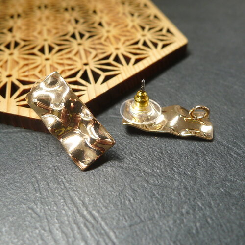 Boucles d'oreilles rectangle doré, puces d'oreilles, accessoire de boucle d'oreille, fournitures boucles d'oreilles rectangle ondulé.10x22mm