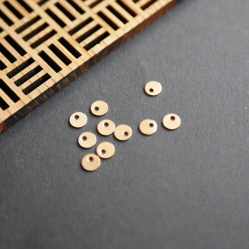 10 petits pendentifs ronds dorés 5mm,minuscules breloques en métal doré pour bijoux faits main