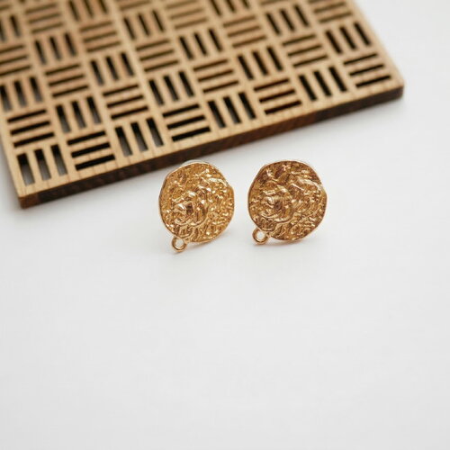 Boucles d’oreilles clous texture dorés, 18mm, puces d’oreilles organiques, apprêts bijoux qualité