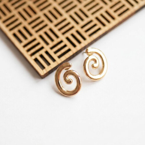 Boucles d’oreilles spirale dorée 15x20 mm, puces d'oreilles escargot, accessoire de boucle d'oreille, 1 paire