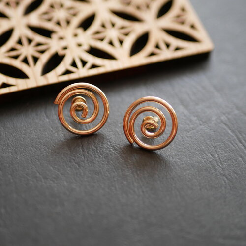Boucles d'oreilles rondes doré en forme de spirale, puces d'oreilles escargot, accessoire de boucle d'oreille, 16mm, 1 paire