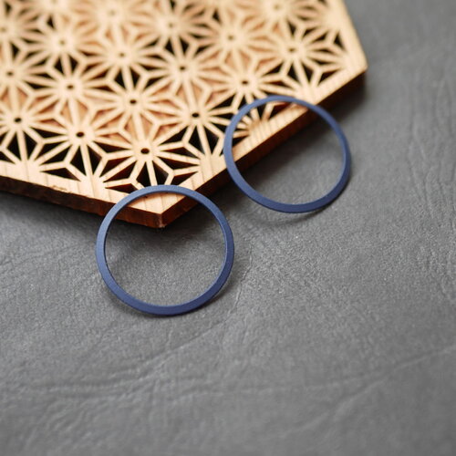 X2 anneau rond bleu 25mm. connecteur rond en métal bleu foncé