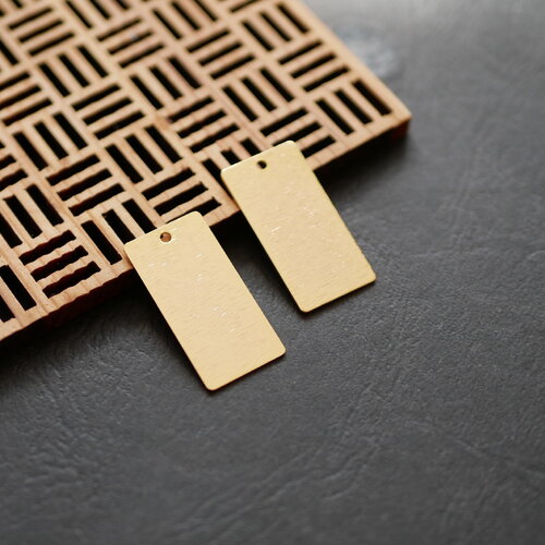 X2 pendentif rectangle en laiton doré, connecteur strié, pendentif géométrique doré, 14x28mm