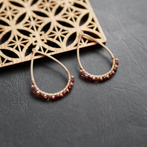 X2 pendentif goutte doré en acier inoxydable et perle de verre marron, 28x42mm