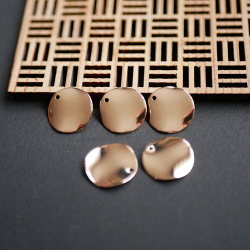 5 petits pendentifs ronds dorés 16mm, breloques ondulés en métal doré pour bijoux faits main