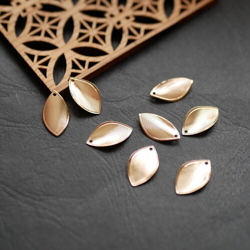 X8 breloque petite goutte en laiton doré rayure, pendentifs gouttes navettes, pour fabrication de bijoux, 11x20mm