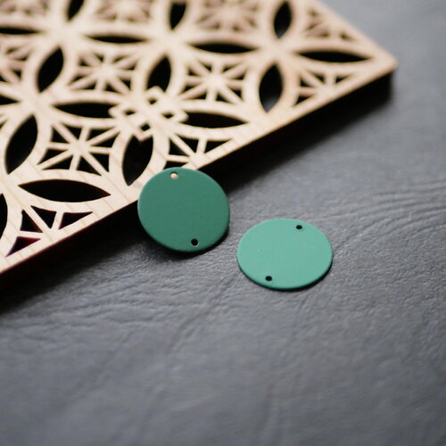 X2 pendentif connecteur sequin rond, vert, 15mm