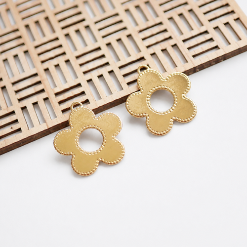 X2 pendentif fleur de marguerite en acier inoxydable 201, breloque marguerite doré, 22mm