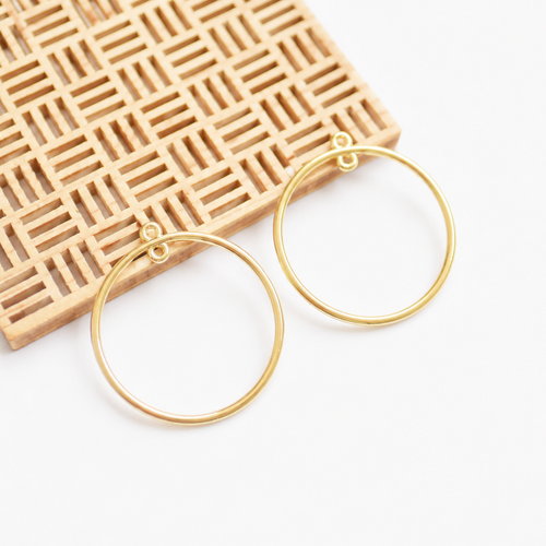 X2 pendentifs anneau rond doré 39x42 mm. connecteur cercle métal doré pour création de bijoux diy