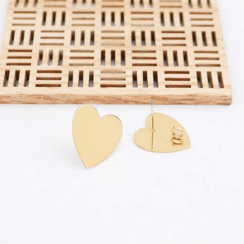 Boucles d'oreilles coeur doré, grandes boucles d'oreilles cœur sacré, 20x22mm