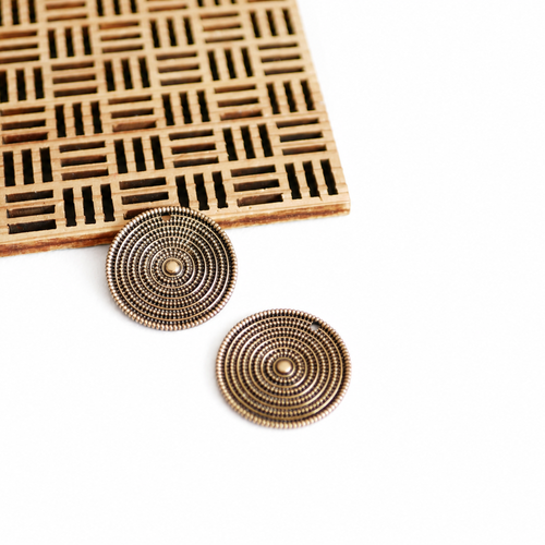 2 pendentifs ronds bronze antique 25mm