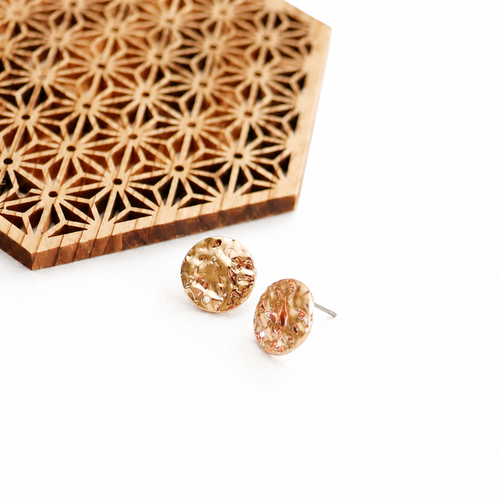 Boucles d'oreilles rondes doré martelées 13mm