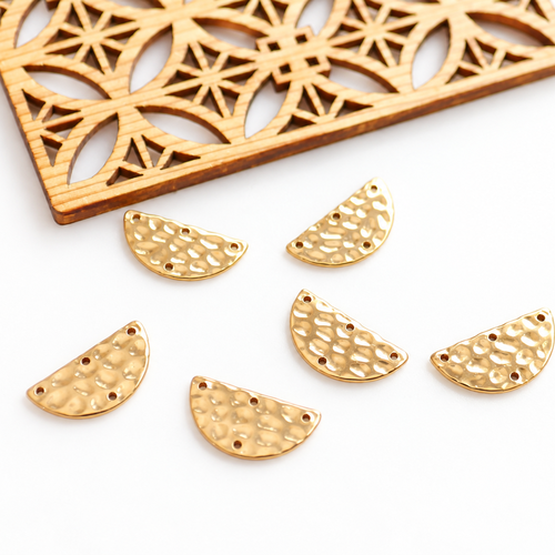 6 connecteurs breloques demi cercles martelé doré, pendentifs chandeliers en laiton doré,10x20mm