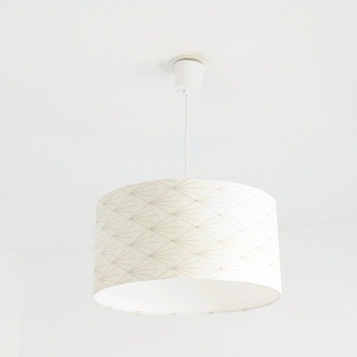 Suspension art déco doré argent – abat-jour géométrique chic, luminaire artisanal français pour intérieur élégant
