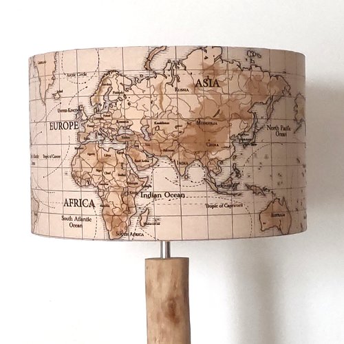 Abat-jour carte du monde – mappemonde globe voyage, déco évasion, bureau chambre & idée cadeau originale