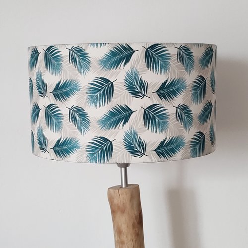Abat-jour feuilles bleues tropicales – décoration végétale chic, luminaire salon chambre, ambiance exotique et élégante