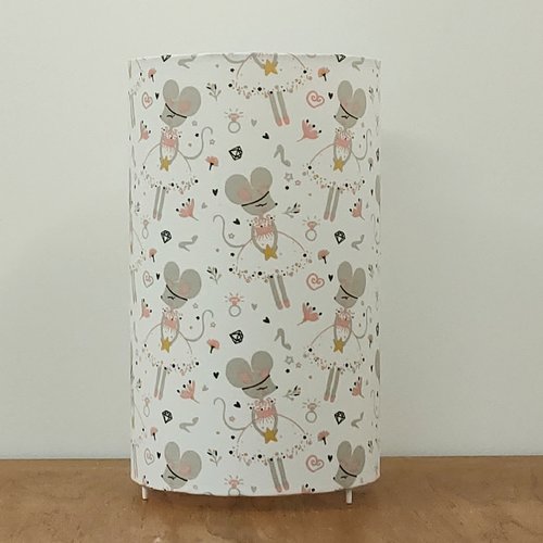 Lampe tube souris princesse - luminaire enfant fait main & déco chambre bébé féérique veilleuse fille