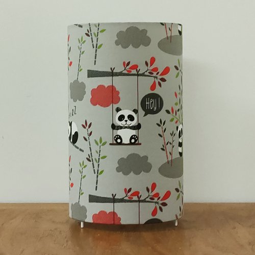 Lampe enfant panda luminaire animaux de la forêt pour chambre bébé, déco terracotta et vert, cadeau naissance original fait main