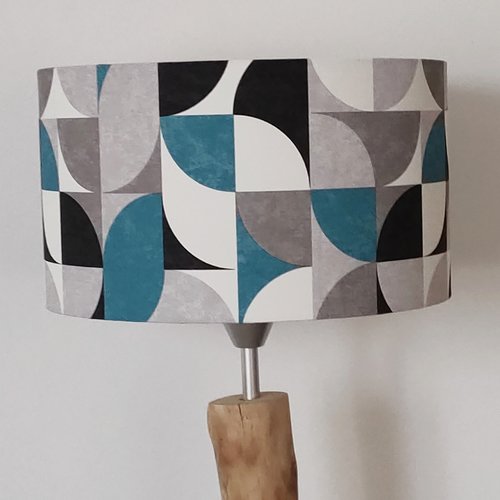Abat-jour rétro vintage bleu – décoration scandinave chic, luminaire salon chambre, ambiance graphique et chaleureuse