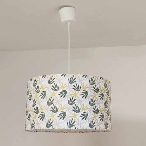 Suspension abat-jour feuillage graphique vert sauge – décoration nature scandinave pour salon, chambre et intérieur bohème chic