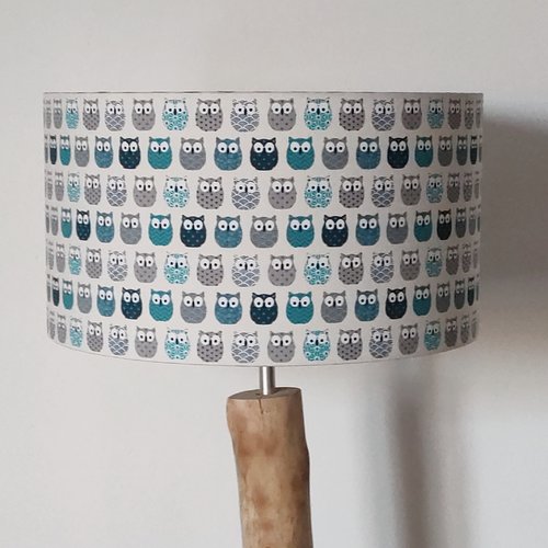 Abat-jour hiboux bleus – déco chambre bébé enfant, nuit, animaux, lampe de chevet, suspension, décoration cocooning, idée cadeau