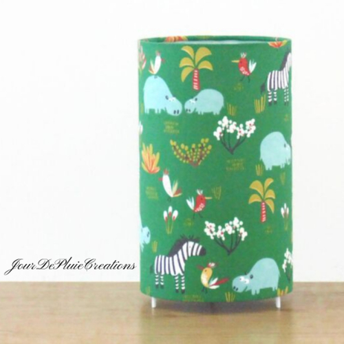 Lampe tube jungle safari - luminaire enfant fait main & déco chambre bébé animaux veilleuse