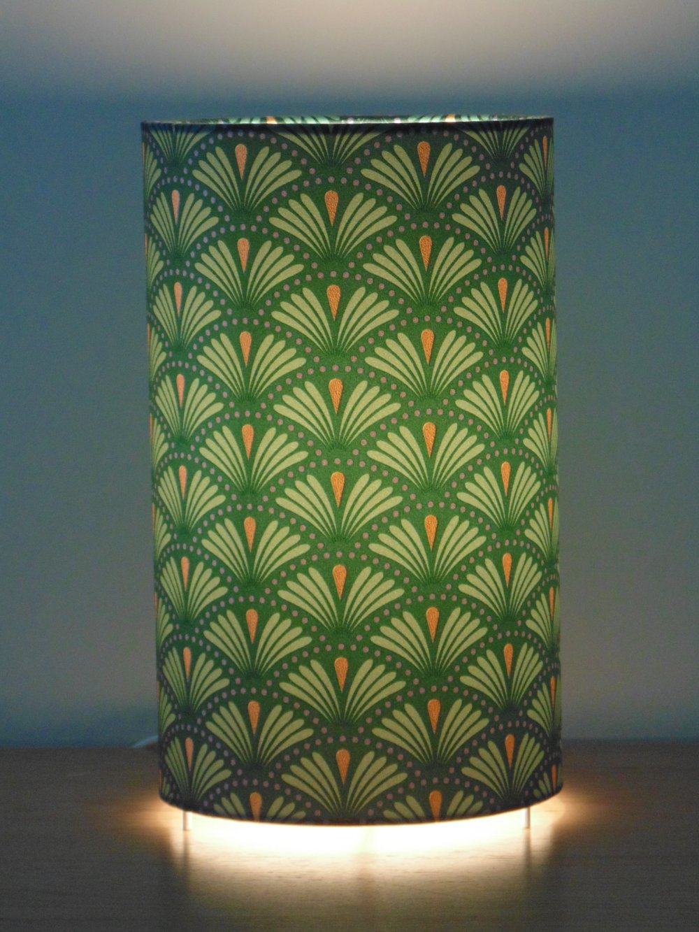 Lampe tube motif éventail art déco vert et or lampe chevet ou d'appoint idée cadeau hygge scandinave cocconing Lampe tube motif éventail art déco vert et or lampe chevet ou d'appoint idée cadeau hygge scandinave cocconing