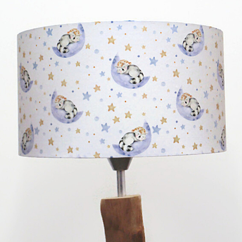 Abat-jour ratons laveurs bébé, lune et étoiles, déco chambre enfant, luminaire naissance, déco scandinave, lampe douce et poétique