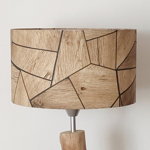 Abat-jour bois chêne blond – motif parquet effet bois, déco naturelle scandinave, industrielle & contemporaine
