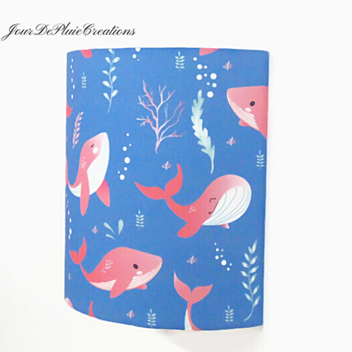 Applique murale baleines chambre enfant – luminaire marin bleu et rose, décoration bébé, cadeau naissance
