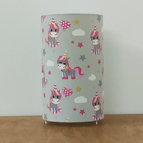 Lampe enfant licorne luminaire féerique pour chambre bébé, déco pastel et fleurs, cadeau naissance original fait main