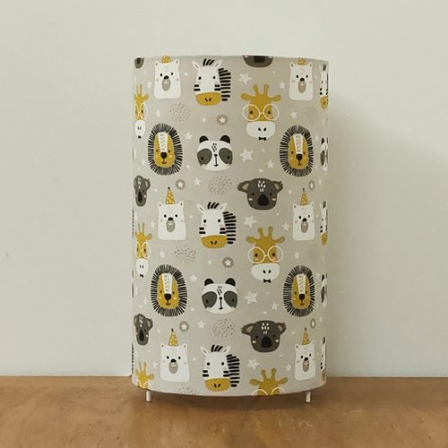 Lampe enfant safari luminaire animaux de la savane pour chambre, lion et girafe, déco nature, cadeau naissance original fait main