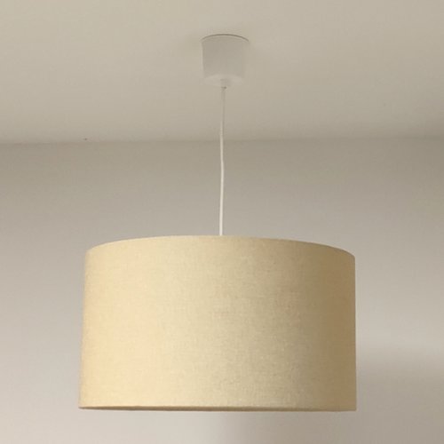 Suspension abat-jour sable effet textile – luminaire artisanal français pour salon, chambre, salle à manger et décoration naturelle