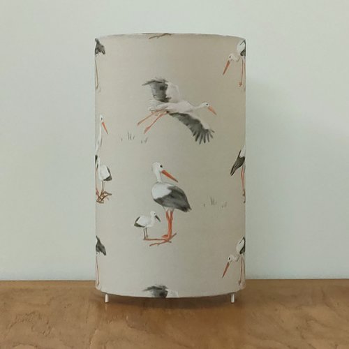 Lampe tube cigognes d’alsace – lampe de table artisanale, déco nature, campagne chic, cadeau alsacien