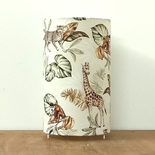 Lampe tube animaux sauvages – lampe de table safari jungle, déco nature, chambre enfant, zèbre girafe guépard