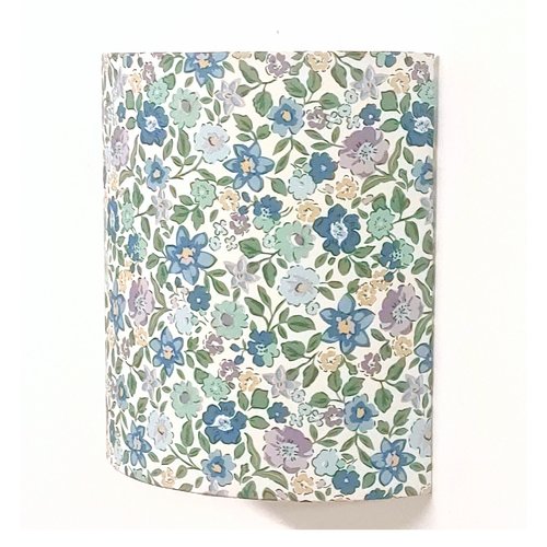 Applique murale liberty fleurs bleues décoration romantique cottage chic chambre, salon, entrée