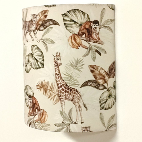 Applique murale safari animaux sauvages – zèbres, girafes & guépard, déco nature, luminaire artisanal français