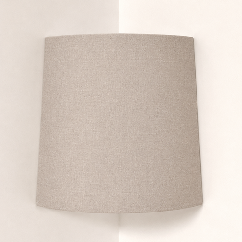 Applique murale d’angle trapèze beige effet textile – luminaire mural design, déco naturelle, scandinave, japandi, bohème