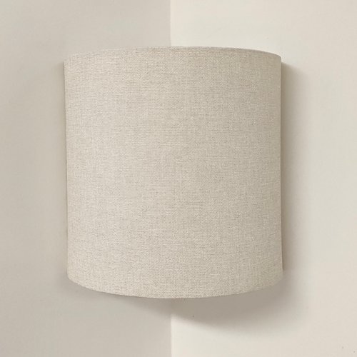 Applique murale d'angle demi-lune écru effet textile, décoration murale style bohème, japandi et naturel, luminaire design chic