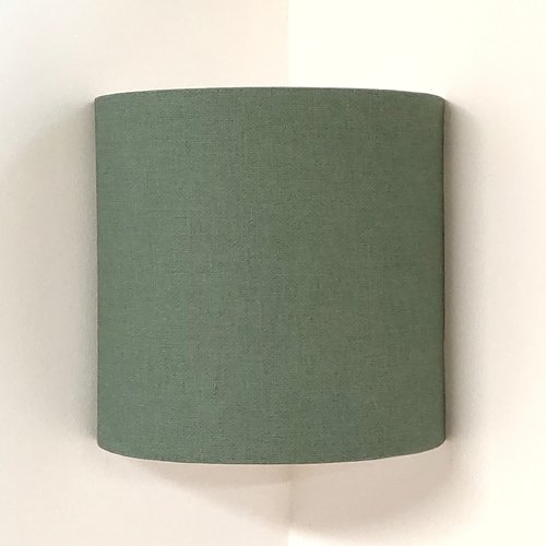 Applique murale d'angle demi-lune vert kaki effet textile, luminaire déco nature, contemporain et bohème