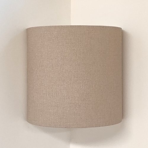 Applique murale d'angle demi-lune beige effet textile, luminaire déco naturel, cocooning et intemporel